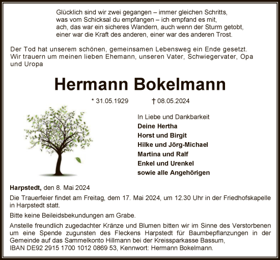 Todesanzeige von Hermann Bokelmann von SYKSYK