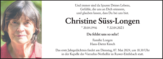 Todesanzeige von Christine Süss-Longen von trierischer_volksfreund