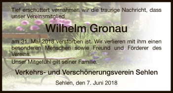 Todesanzeige von Wilhelm Gronau von HNA