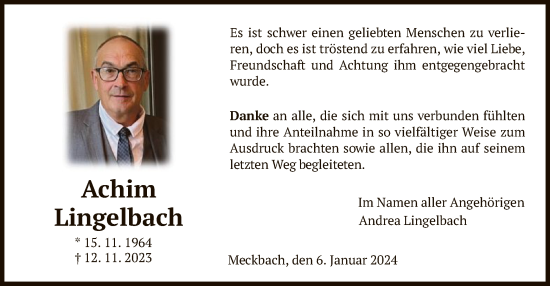 Todesanzeige von Achim Lingelbach von HZHNA