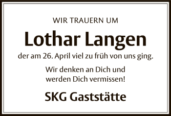 Todesanzeige von Lothar Langen von Offenbach
