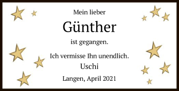 Todesanzeige von Günther  von OF