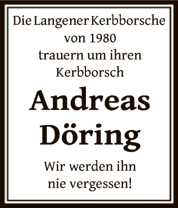Todesanzeige von Andreas Döring von OF