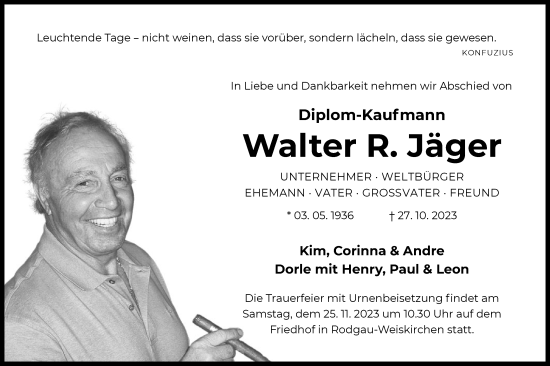 Todesanzeige von Walter R. Jäger von OF