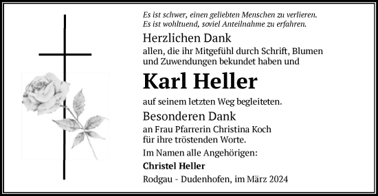 Todesanzeige von Karl Heller von OF