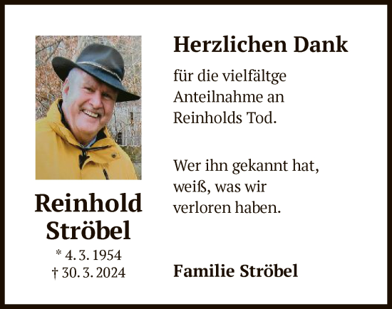 Todesanzeige von Reinhold Ströbel von OF