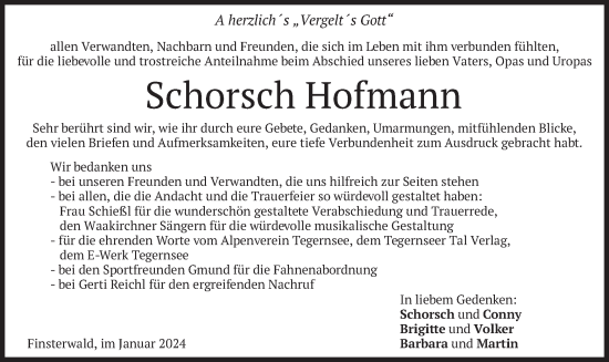 Todesanzeige von Schorsch Hofmann von merkurtz