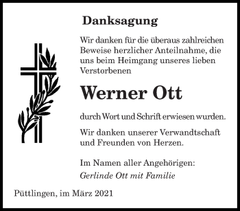 Todesanzeige von Werner Ott von saarbruecker_zeitung