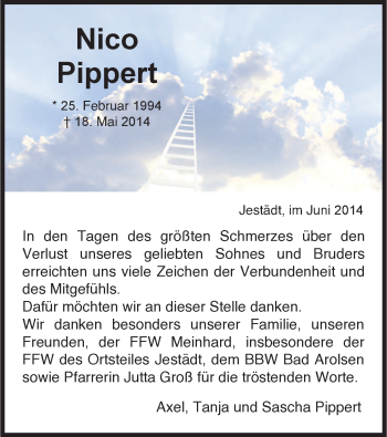 Todesanzeige von Nico Pippert von Eschwege
