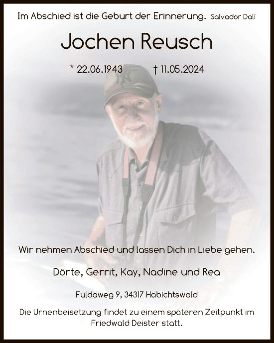 Todesanzeige von Jochen Reusch von HNAHNA