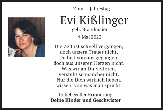 Todesanzeige von Evi Kißlinger von merkurtz