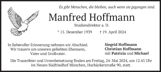 Todesanzeige von Manfred Hoffmann von merkurtz