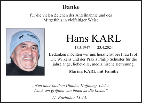 Todesanzeige von Hans Karl von saarbruecker_zeitung