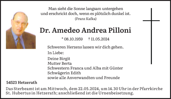 Todesanzeige von Amedeo Andrea Pilloni von trierischer_volksfreund