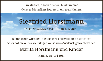 Todesanzeige von Siegfried  Horstmann von WA