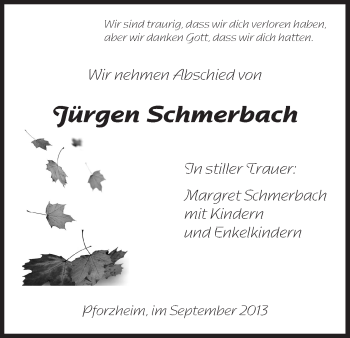 Todesanzeige von Jürgen Schmerbach von Eschwege