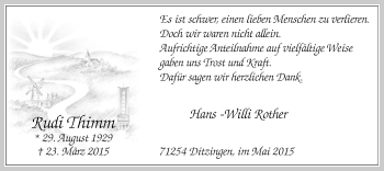Todesanzeige von Rudi  Thimm von MZV