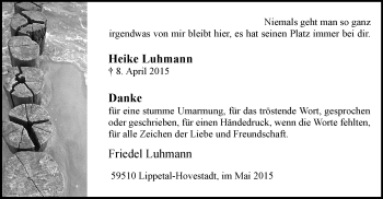 Todesanzeige von Heike Luhmann von MZV
