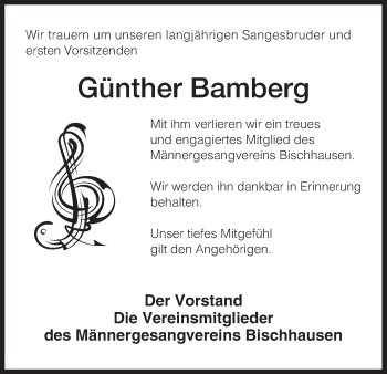 Todesanzeige von Günther Bamberg von Eschwege