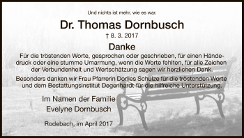 Todesanzeige von Thomas Dornbusch von Eschwege