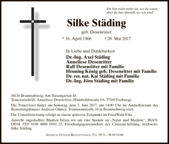 Todesanzeige von Silke Städing von Eschwege