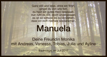 Todesanzeige von Manuela  von Eschwege