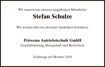 Todesanzeige von Stefan Schulze von Eschwege