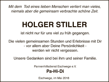 Todesanzeige von Holger Stiller von Eschwege