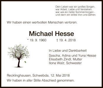 Todesanzeige von Michael Hesse von Eschwege