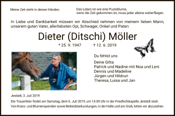 Todesanzeige von Dieter Möller von Eschwege
