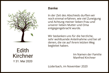 Todesanzeige von Edith Kirchner von WRS
