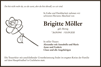 Todesanzeige von Brigitte Möller von WRS