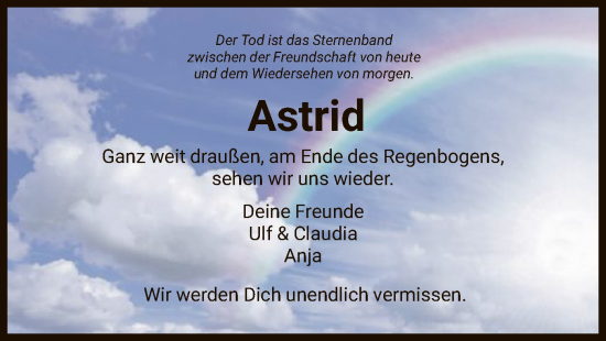 Todesanzeige von Astrid  von WRS