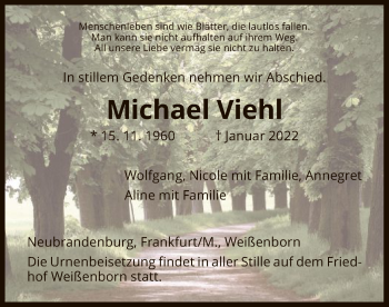 Todesanzeige von Michael Viehl von WRS