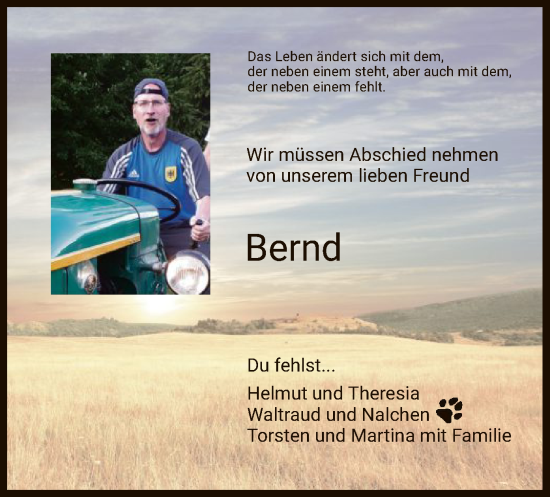 Todesanzeige von Bernd  von WRS