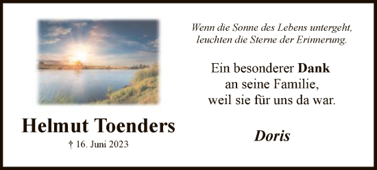 Todesanzeige von Helmut Toenders von WRS
