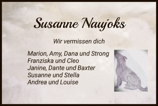 Todesanzeige von Susanne Naujoks von WRS