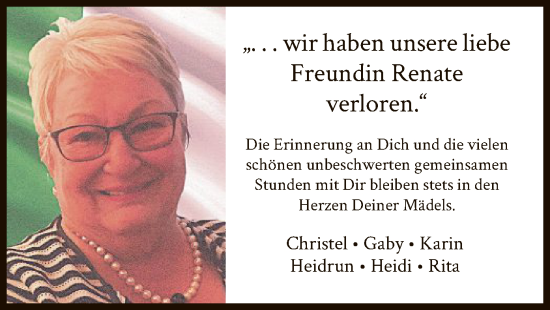 Todesanzeige von Renate  von WRS