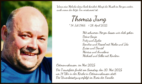 Todesanzeige von Thomas Jung von WRS