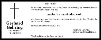 Todesanzeige von Gerhard Gehring von Westfälische Nachrichten