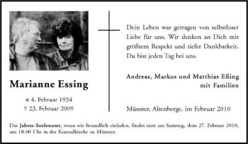 Todesanzeige von Marianne Essing von Westfälische Nachrichten