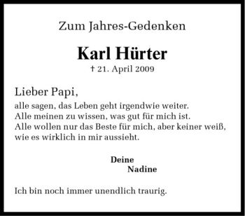Todesanzeige von Karl Hürter von Westfälische Nachrichten