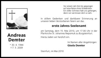Todesanzeige von Andreas Demter von Westfälische Nachrichten