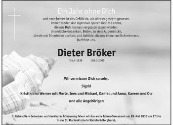Todesanzeige von Dieter Bröker von Westfälische Nachrichten