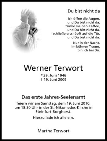 Todesanzeige von Werner Terwort von Westfälische Nachrichten