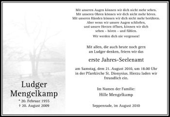 Todesanzeige von Ludger Mengelkamp von Westfälische Nachrichten