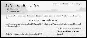Todesanzeige von Peter van Krüchten von Westfälische Nachrichten