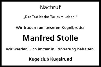 Todesanzeige von Manfred Stolle von Westfälische Nachrichten