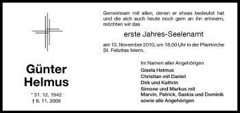Todesanzeige von Günter Helmus von Westfälische Nachrichten