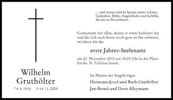 Todesanzeige von Wilhelm Gruthölter von Westfälische Nachrichten